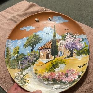 Vintage JTM Assei Paintings on Clay Plates From France